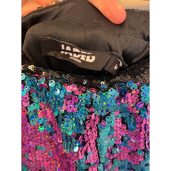 Jaded London Revolve Sequin Jogger Style Colorful Bright Elastic Waist Pants M - Picture 3 of 10